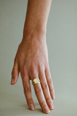 Protection Signet Ring with Diamonds