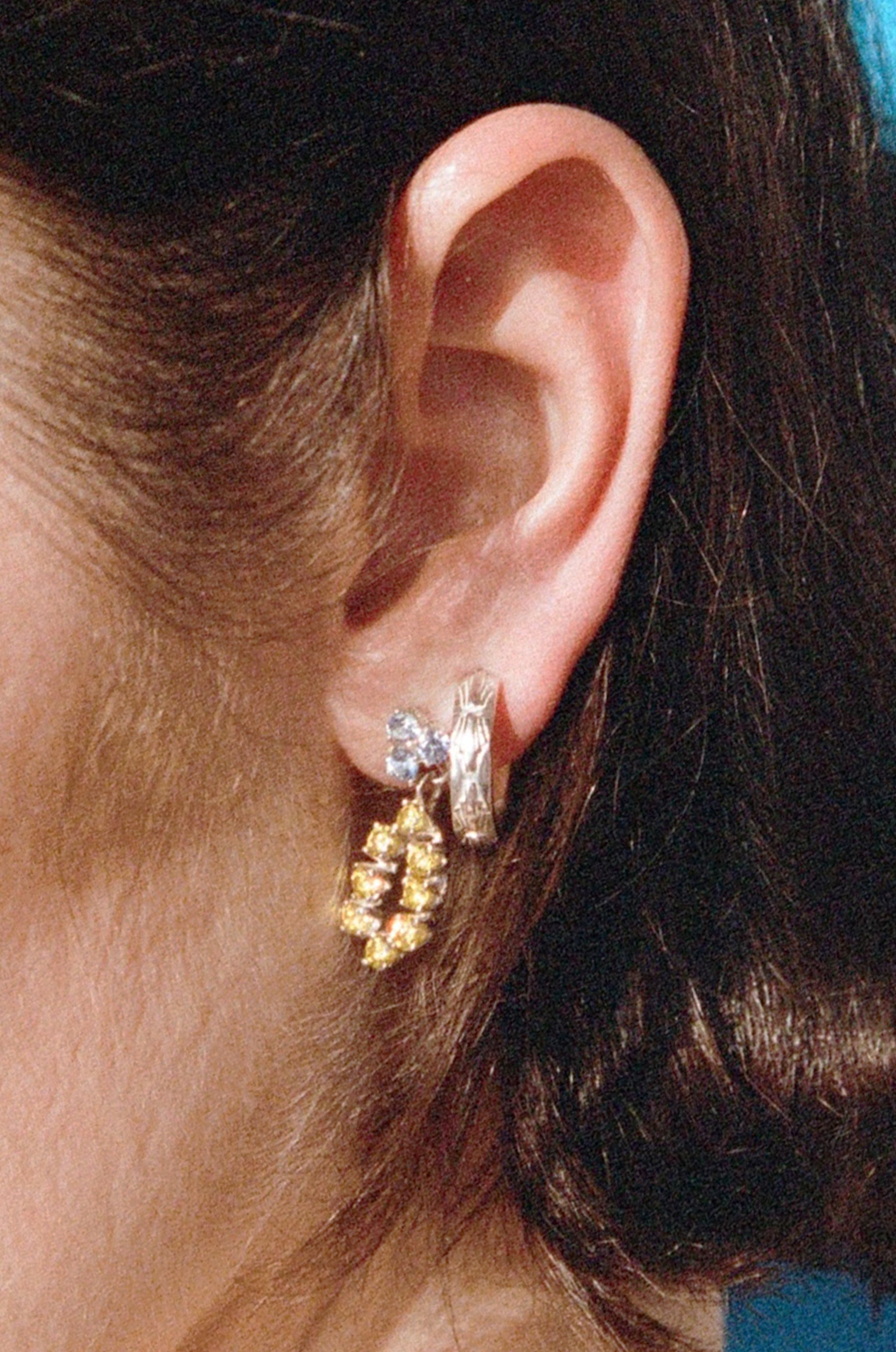 Evening Earrings ~ Blue & Yellow