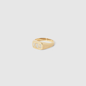 Trilogy Signet Ring with Diamonds