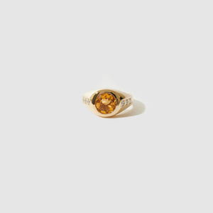 Signet Stone Ring ~ Citrine & Diamonds